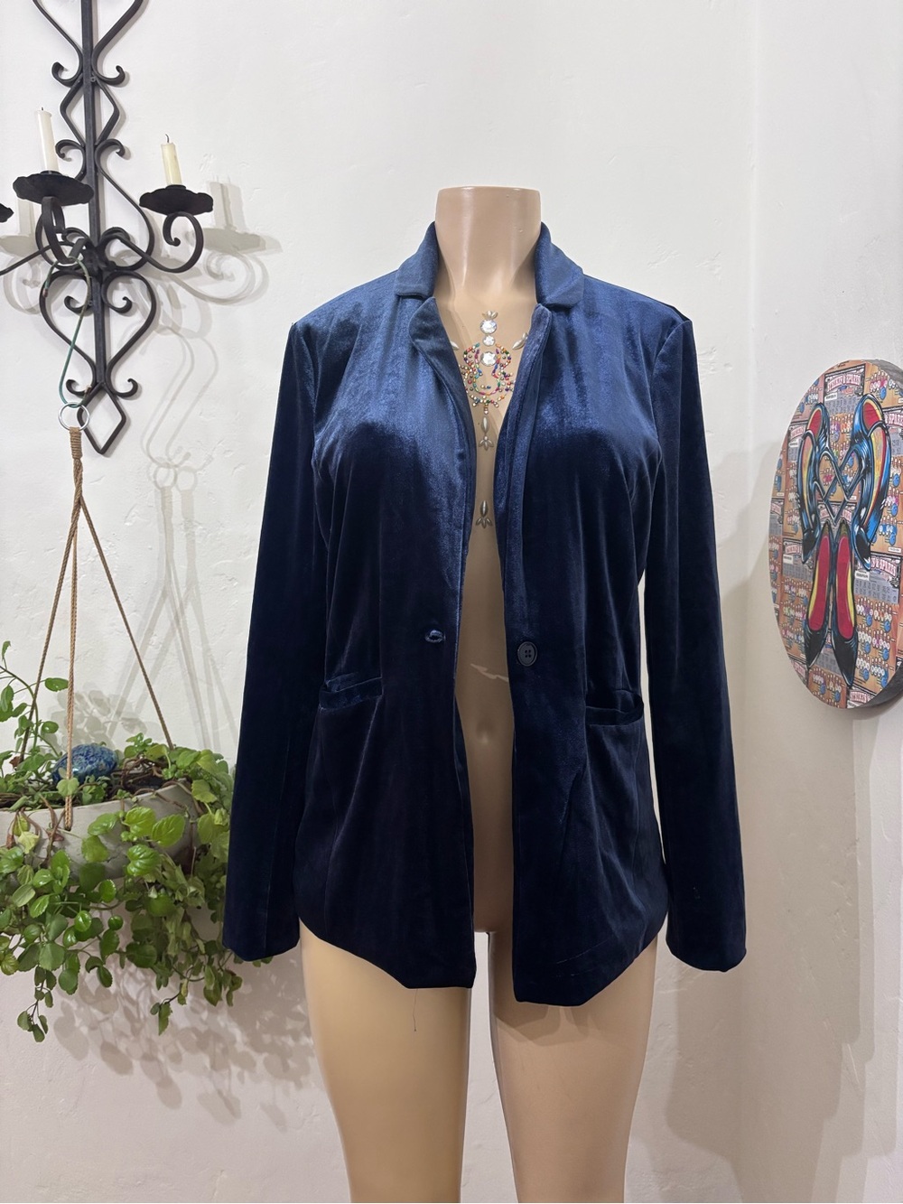 Navy Blue Velvet Jacket by Kensie